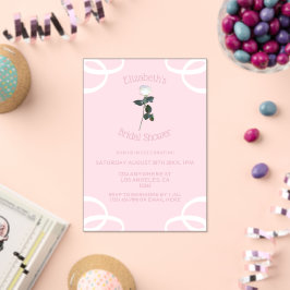 ホワイトローズペタルピンクブライダルシャワー アクリル招待状