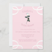 ホワイトローズペタルピンクブライダルシャワー 招待状 (正面)