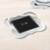 ホワイトローズペーパー | エレガントなモダンな花のデザイン ペーパーコースター (アングル)