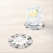 ホワイトローズボタニカルイラストレーション結婚ズ ラウンドペーパーコースター (インサイチュ)