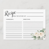 ホワイトローズボタニカルブライダルシャワーレシピカード エンクロージャーカード (正面)