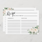 ホワイトローズボタニカルブライダルシャワーレシピカード エンクロージャーカード (正面/裏面)