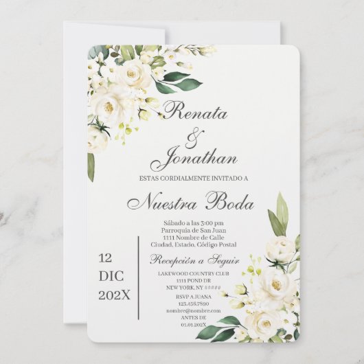 ホワイトローズボーダエンエスパニョル 招待状 (正面)