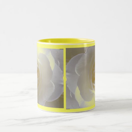 ホワイトローズマグコーヒーカップビューティフルバラデコール ツートーンマグカップ (中央)