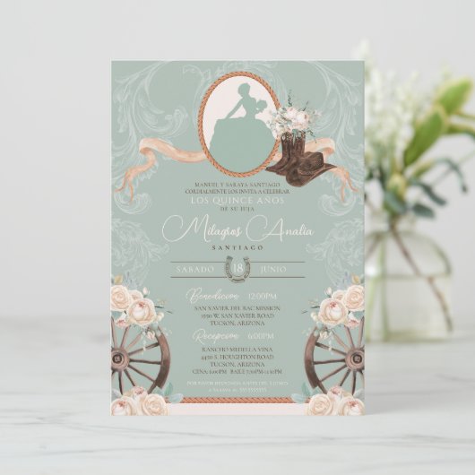 ホワイトローズミントチャロエレガントウェスタンキンセアニェラ 招待状 (スタンド正面)