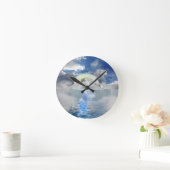 ホワイトローズムーンフローティング海ファンタジー ラウンド壁時計 (ホーム)