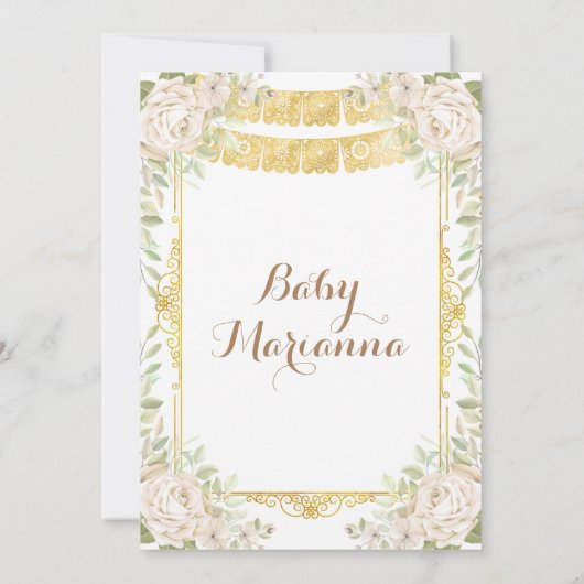 ホワイトローズメキシコフィエスタベビーシャワー招待状 招待状 (裏面)