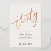 ホワイトローズモダンエレガント金ゴールド30歳 箔招待状 (正面)