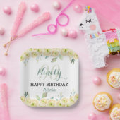 ホワイトローズユーカリかわいらしプラフローラ90誕生日 ペーパープレート (パーティー)