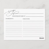 ホワイトローズユーカリブライダルシャワーレシピカード ポストカード (裏面)