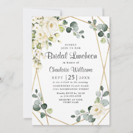 ホワイトローズユーカリプトゥスグリーンリーブライダルルンチョン 招待状