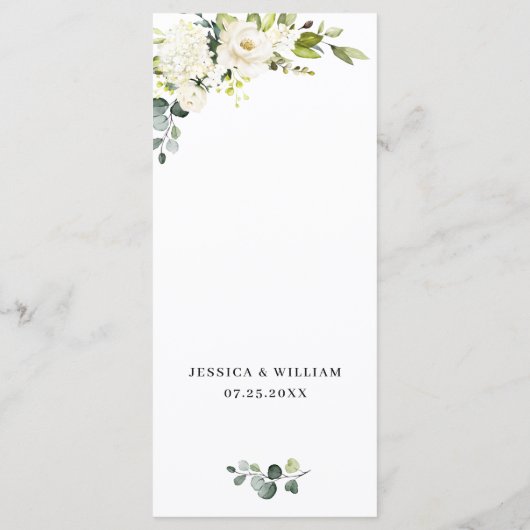 ホワイトローズユーカリプトゥスグリーン結婚リーのディナー メニュー (裏面)