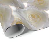 ホワイトローズラッピング紙ロマンチックバラ紙 ラッピングペーパー (ロールコーナー)