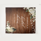 ホワイトローズランタンウッドブライダルシャワー背景 タペストリー (正面(横))