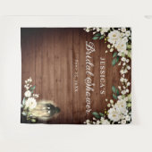 ホワイトローズランタンウッドブライダルシャワー背景 タペストリー (正面(横))