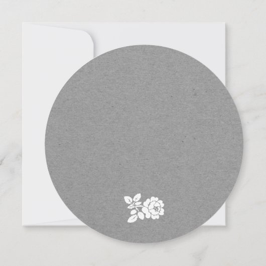 ホワイトローズリースグレークラフト紙結婚ズ 招待状 (裏面)