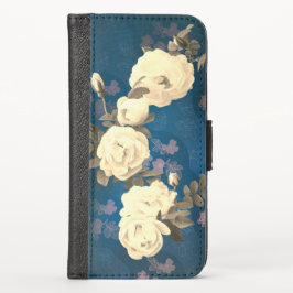 ホワイトローズリースゴシック背景 ウォレットケース