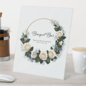 ホワイトローズリースブーケバーブライダルシャワー 台座サイン (インサイチュ)