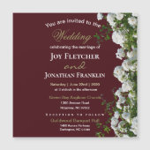 ホワイトローズレッド背景結婚式招待状 (正面)