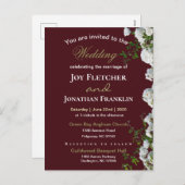 ホワイトローズレッド背景結婚式招待状 シーズンポストカード (正面/裏面)