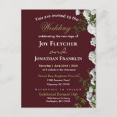 ホワイトローズレッド背景結婚式招待状 シーズンポストカード (正面)