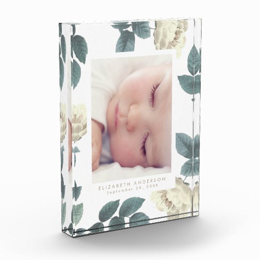 ホワイトローズヴィンテージフローラフォトブロックフレーム フォトブロック (左)