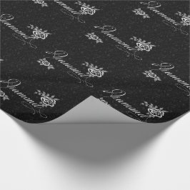 ホワイトローズ付きダイヤモンドフローラブラック ラッピングペーパー