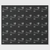 ホワイトローズ付きダイヤモンドフローラブラック ラッピングペーパー (フラット)