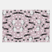 ホワイトローズ伝統リバイバルクリームグリーンとピンク ラッピングペーパーシート (正面3)