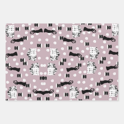 ホワイトローズ伝統リバイバルクリームグリーンとピンク ラッピングペーパーシート (正面3)