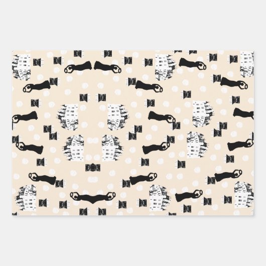 ホワイトローズ伝統リバイバルクリームグリーンとピンク ラッピングペーパーシート (正面2)