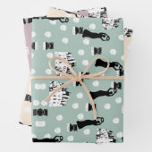 ホワイトローズ伝統リバイバルクリームグリーンとピンク ラッピングペーパーシート (インサイチュ)