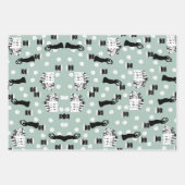 ホワイトローズ伝統リバイバルクリームグリーンとピンク ラッピングペーパーシート (正面)