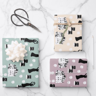 ホワイトローズ伝統リバイバルクリームグリーンとピンク ラッピングペーパーシート