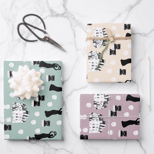 ホワイトローズ伝統リバイバルクリームグリーンとピンク ラッピングペーパーシート (正面)