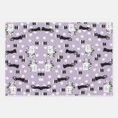 ホワイトローズ伝統リバイバルクリームグリーンと薄紫 ラッピングペーパーシート (正面3)