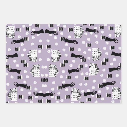 ホワイトローズ伝統リバイバルクリームグリーンと薄紫 ラッピングペーパーシート (正面3)