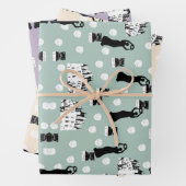 ホワイトローズ伝統リバイバルクリームグリーンと薄紫 ラッピングペーパーシート (インサイチュ)