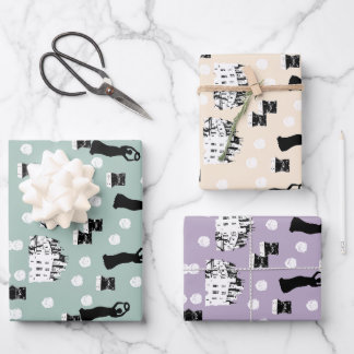 ホワイトローズ伝統リバイバルクリームグリーンと薄紫 ラッピングペーパーシート