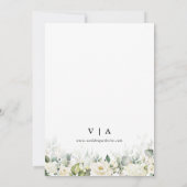 ホワイトローズ写真フラットカードで日付を保存 セーブザデート (裏面)