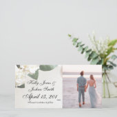 ホワイトローズ婚約アナウンスメントカードテンプレート セーブザデート