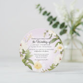 ホワイトローズ牡丹ヴィンテージラベンダー結婚フローラ 招待状 (スタンド正面)