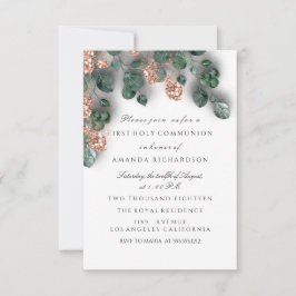 ホワイトローズ第一聖餐式キリスト教十字架 招待状