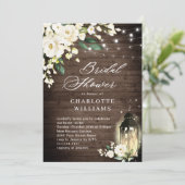 ホワイトローズ素朴ウッドランタンブライダルシャワー 招待状 (スタンド正面)