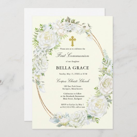ホワイトローズ素朴フローラ初の聖餐式 招待状 (正面/裏面)