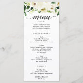 ホワイトローズ結婚のメニューまたはブライダルシャワーのメニューカード メニュー (正面)