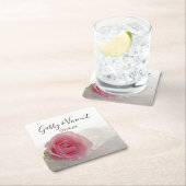 ホワイトローズ結婚オン スクエアペーパーコースター (インサイチュ)