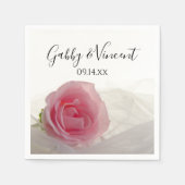 ホワイトローズ結婚オン スタンダードカクテルナプキン (正面)