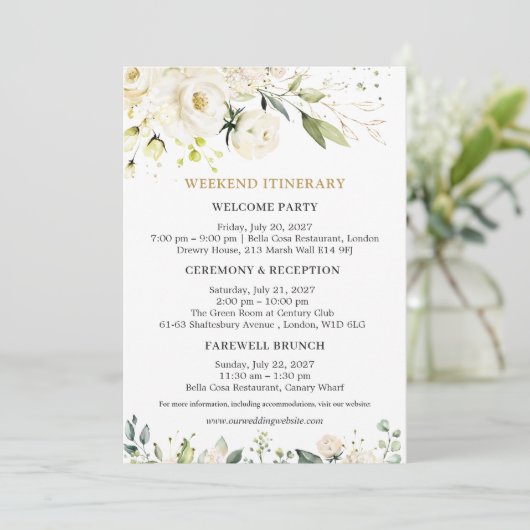ホワイトローズ結婚ズウィークエンド旅程招待状 招待状 (スタンド正面)