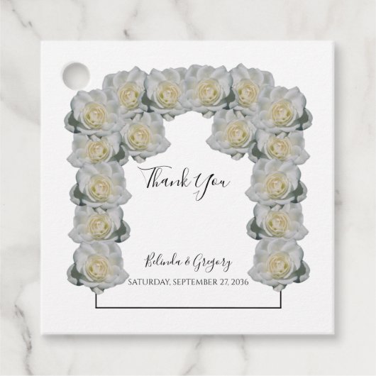 ホワイトローズ結婚ズギフトメッセージカード フェイバータグ (正面)